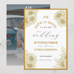 Save The Date Elegant Boho Sunflower Mariage photo