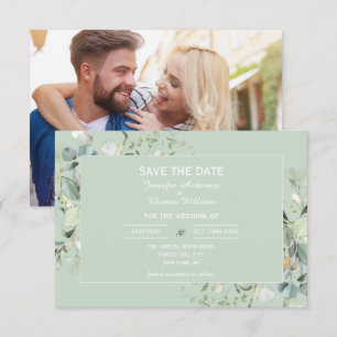 Save The Date Elégant Botanique Eucalyptus Couleur Succulente