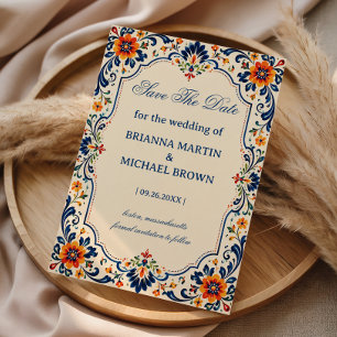 Save The Date Élégant Botanique Romantique Mexicain Folklorique