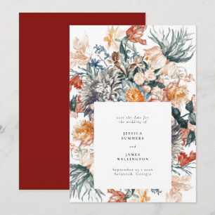 Save The Date Elégant Botanique Vintage Fleurs Peinture Mariage