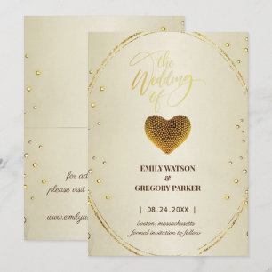 Save The Date Elégant cadre or diamants coeur enregistrer la dat