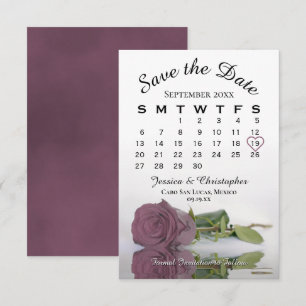 Save The Date Élégant calendrier Mariage de Rose Rose Rose Mauve