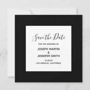 Save The Date Élégant calligraphie noir et blanc Enregistrez la