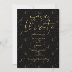 Save The Date Élégant Céleste Mystique Étoiles et Lune Mariage