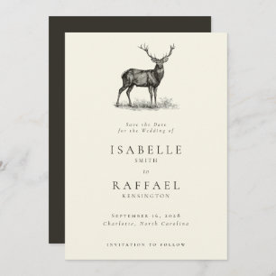 Save The Date Elégant Cerf Chasse Rustique Mariage de bois