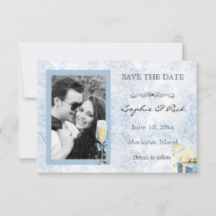 Save The Date Elégant Champagne Bleu et Blanc Sauvez la date
