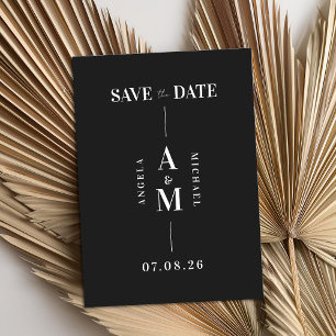 Save The Date Elégant Chic Black and White Wedding Enregistrer l