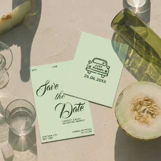 Save The Date Élégant Chic Crème Vert Sauge Ancienne Fortune Mar