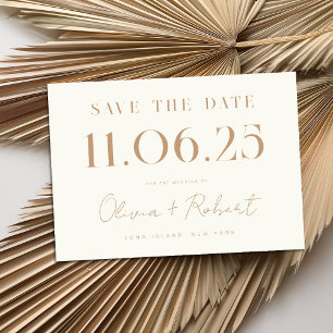 Save The Date Élégant Chic Ivory Tan Mariage Date Enregistrer La