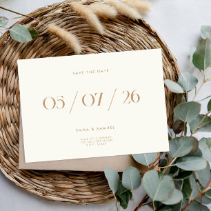 Save The Date Elegant Chic Mariage Ivory Non Photo Enregistrer l