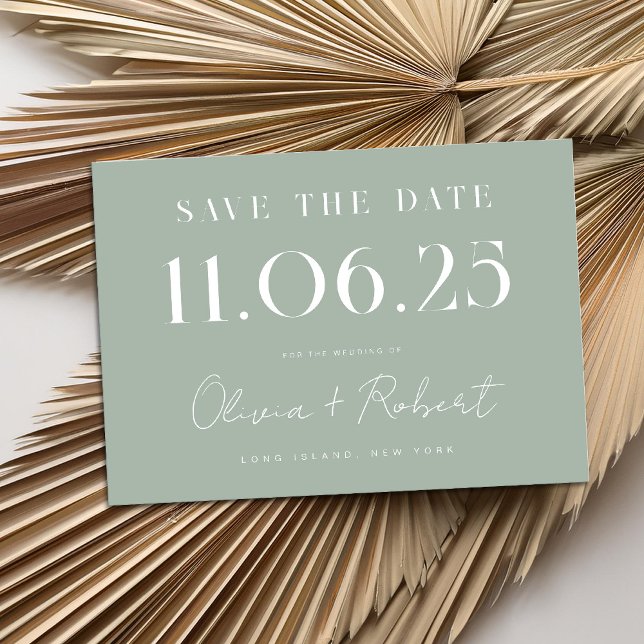 Save The Date Élégant Chic Sage Vert Mariage Date Enregistrer Da (Créateur téléchargé)