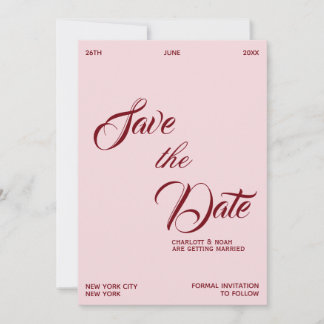 Save The Date Elegant Chic Soft Pink Old Money Wedding