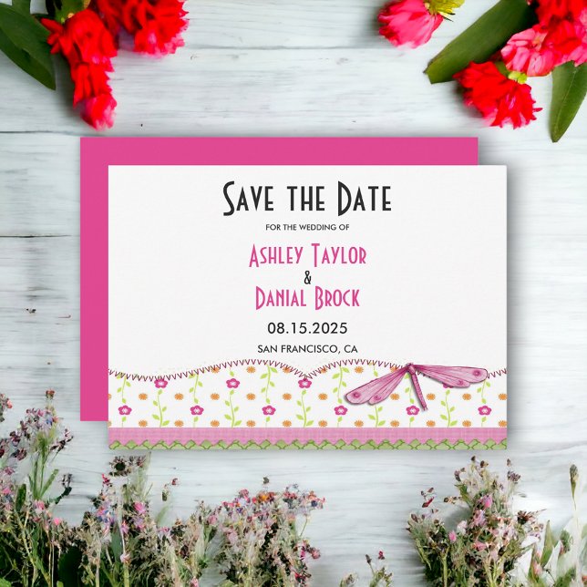 Save The Date Élégant Chic Whimsical Script Boho Floral Mariage (Créateur téléchargé)