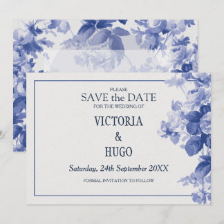 Save The Date Elégant China Blue Wedding enregistrer la date