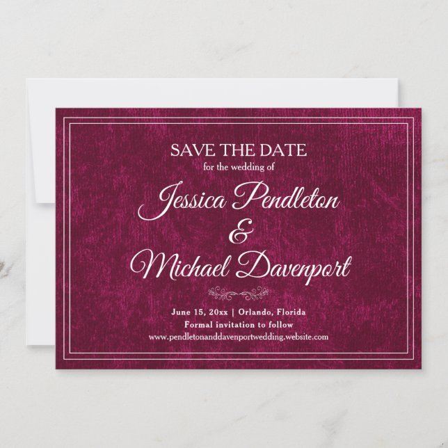 Save The Date Elegant Classic Burgundy Berry Wedding Save Date (Devant)