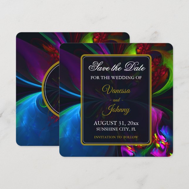 Save The Date Elegant Classic Modern Floral Pattern #902 Wedding (Devant / Derrière)