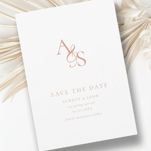 Save The Date Élégant, Classique, Monogramme, Blanc, Mariage