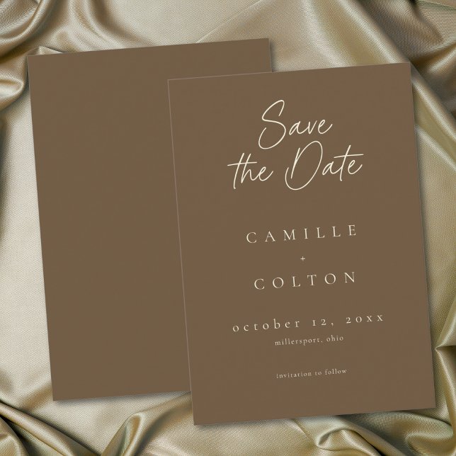 Save The Date Elegant Cocoa Brown Minimalist Wedding (Elegant Cocoa Brown Minimalist Wedding Save The Date)