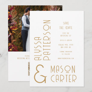 Save The Date Élégant Code QR Or Photo de Mariage