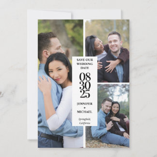Save The Date Élégant Collage Photo Moderne Enregistrer La Date