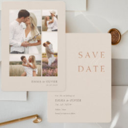 Save The Date Elegant Copper Desert Sand  Photo Collage Wedding