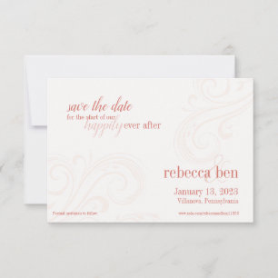 Save The Date Elégant Coral Save the Date, Caroline Mariage