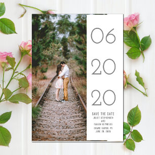 Save The Date Élégant côté balayé photo Enregistrer la date   Bl