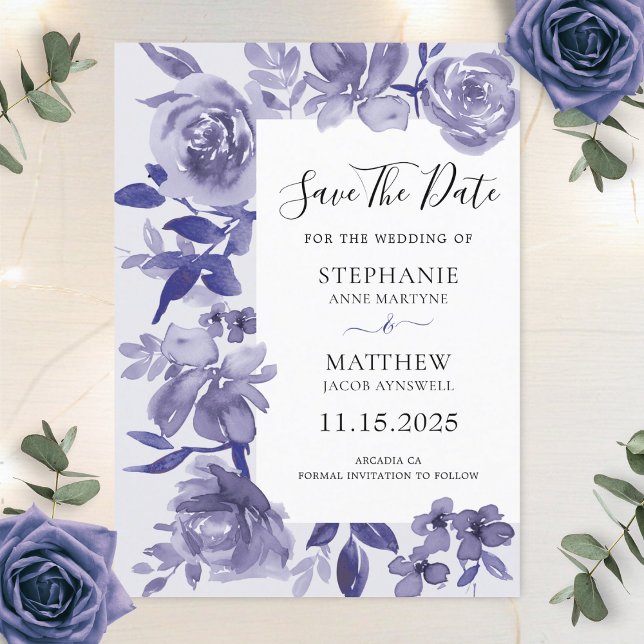 Save The Date Elégant couleur violet nuances Mariage botanique (Créateur téléchargé)