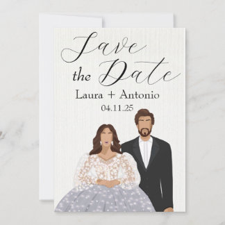 Save The Date Élégant couple espagnol illustré