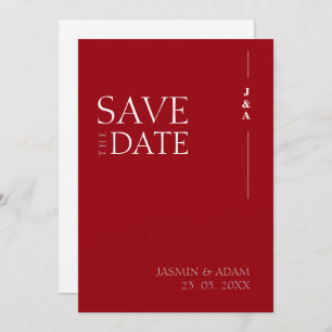 Save The Date Élégant Crimson rouge minimaliste Monogramme Maria