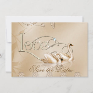 Save The Date Élégant cygne doré Formal Enregistrer la date