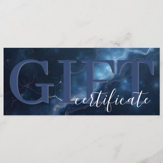 Save The Date Elegant Dark Blue Navy Marble Gift Certificate (Devant)