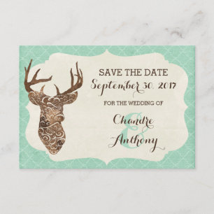 Save The Date Elegant Deer Antlers Rustic Country Enregistrer La