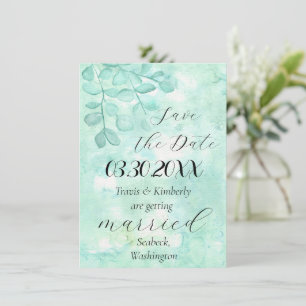 Save The Date Elégant design Eucalyptus en vert doux