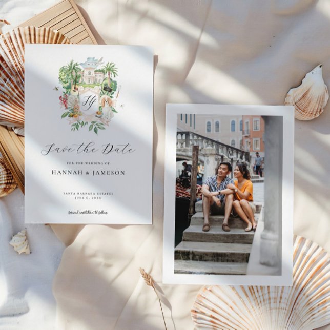 Save The Date Élégant domaine | Crête de mariage personnalisée (Créateur téléchargé)