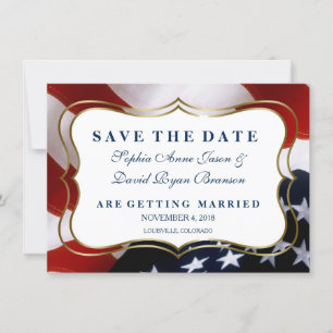 Save The Date Élégant drapeau américain Mariage Enregistrer la d