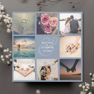 Save The Date Elégant Dusty Blue Ampersand Photo Collage Mariage