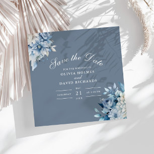 Save The Date Elégant Dusty Blue Fleurs sauvages Enregistrer la