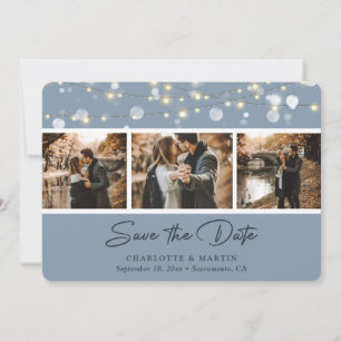 Save The Date Elégant Dusty Blue Mariage Photo Enregistrer La Da