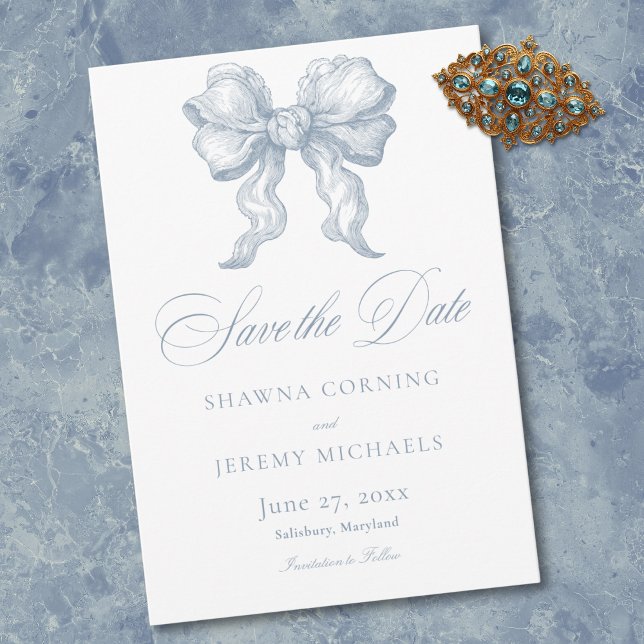 Save The Date Elegant Dusty Blue Toile French Manor Wedding (Elegant Dusty Blue Toile French Manor Save The Date)