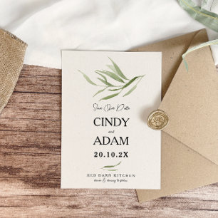 Save The Date Elégant Dusty Greenery Mariage de feuillage