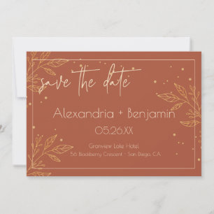Save The Date Elégant Earthy Brown & Gold Mariage