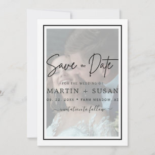 Save The Date Élégant effet Faux Vellum 2 Mariage de cadre photo