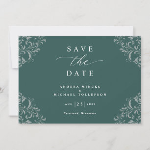 Save The Date Élégant Emerald Green Wedding Enregistrer La Date