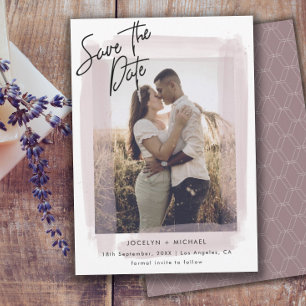 Save The Date Élégant Enregistrer la date Blush rose & photo