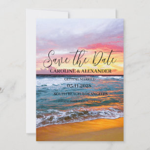 Save The Date Elégant été Sunset Beach Mariage tropical