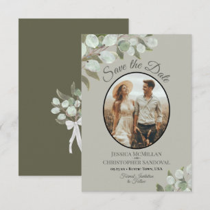 Save The Date Elégant Eucalyptus Mariage de verdure & Photo Sage