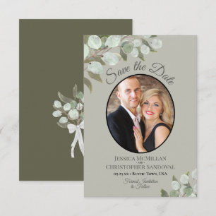 Save The Date Elégant Eucalyptus Mariage de verdure & Photo Sage