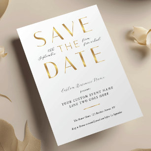 Save The Date Élégant Événement Commercial Blanc & Or Entreprise