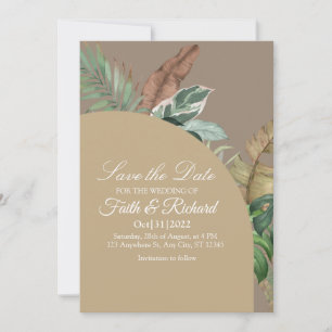 Save The Date Élégant Faire Mariage Herbe de Pampas Automne Enre